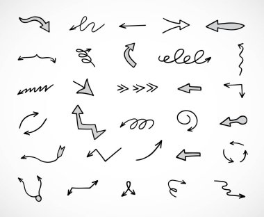 El çizilmiş ok vektör kümesi, sunum için elementler