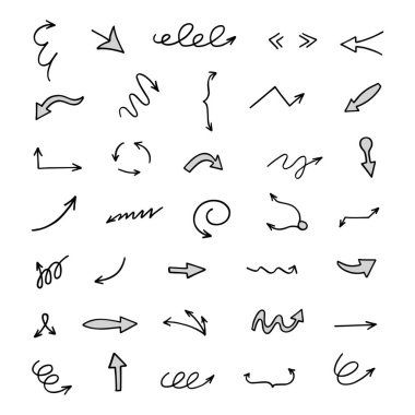 El çizilmiş ok vektör kümesi, sunum için elementler