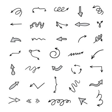 El çizilmiş ok vektör kümesi, sunum için elementler