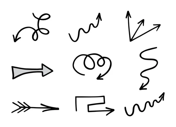 Jeu Vectoriel Flèches Dessinées Main Éléments Présentation — Image vectorielle