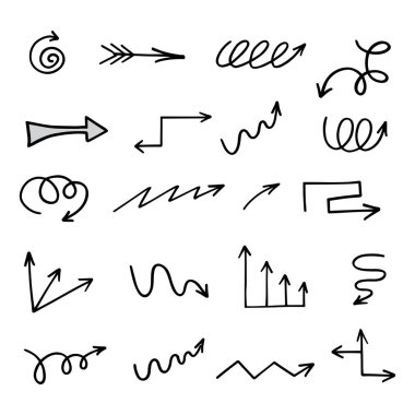 El çizilmiş ok vektör kümesi, sunum için elementler