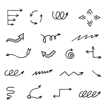 El çizilmiş ok vektör kümesi, sunum için elementler