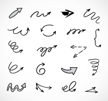 El çizilmiş ok vektör kümesi, sunum için elementler