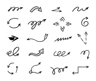 El çizilmiş ok vektör kümesi, sunum için elementler