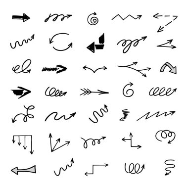 El çizilmiş ok vektör kümesi, sunum için elementler