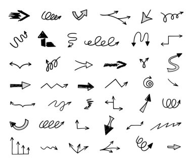 El çizilmiş ok vektör kümesi, sunum için elementler