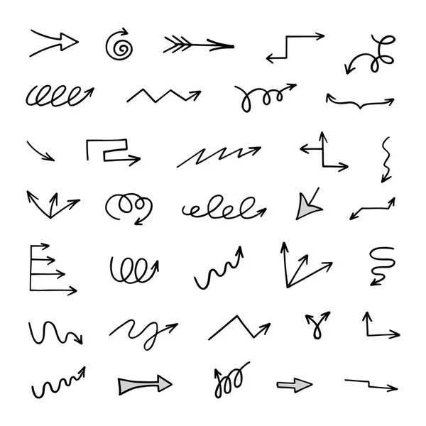 Vector Set Hand Drawn Arrows Elements Presentation — Vector de stock