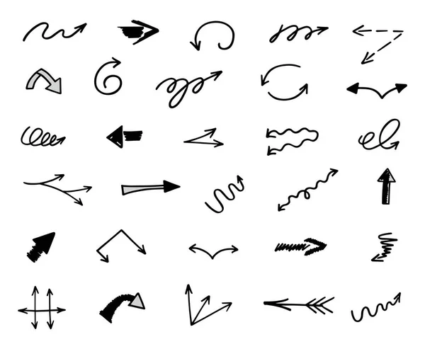 Vector Set Hand Drawn Arrows Elements Presentation — Archivo Imágenes Vectoriales