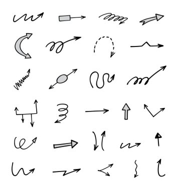 El çizilmiş ok vektör kümesi, sunum için elementler