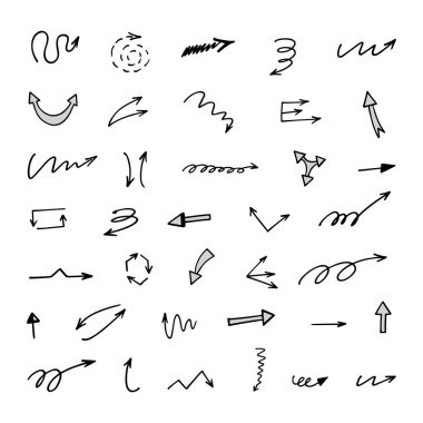 El çizilmiş ok vektör kümesi, sunum için elementler