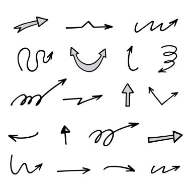 El çizilmiş ok vektör kümesi, sunum için elementler