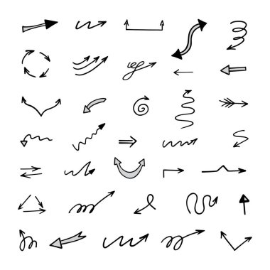 El çizilmiş ok vektör kümesi, sunum için elementler