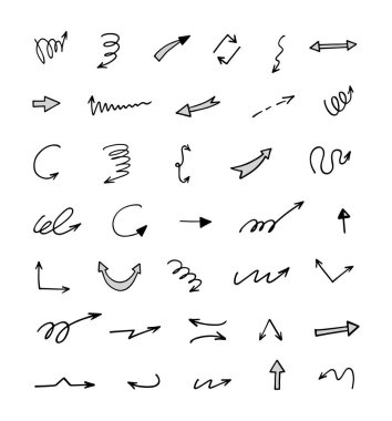 El çizilmiş ok vektör kümesi, sunum için elementler