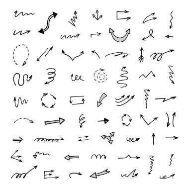 El çizilmiş ok vektör kümesi, sunum için elementler