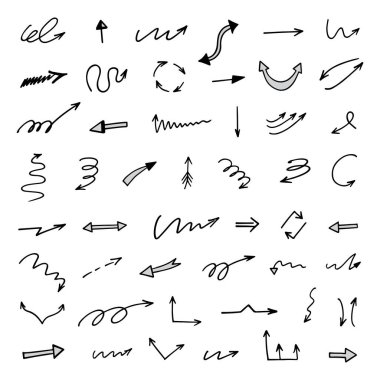 El çizilmiş ok vektör kümesi, sunum için elementler