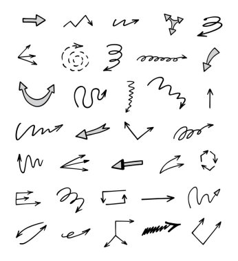 El çizilmiş ok vektör kümesi, sunum için elementler