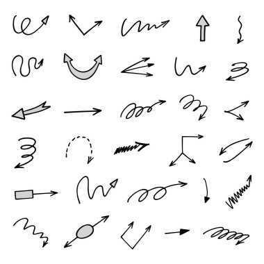 El çizilmiş ok vektör kümesi, sunum için elementler