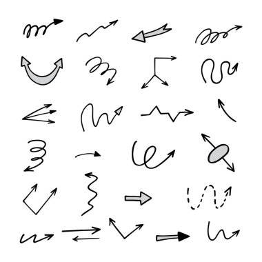 El çizilmiş ok vektör kümesi, sunum için elementler