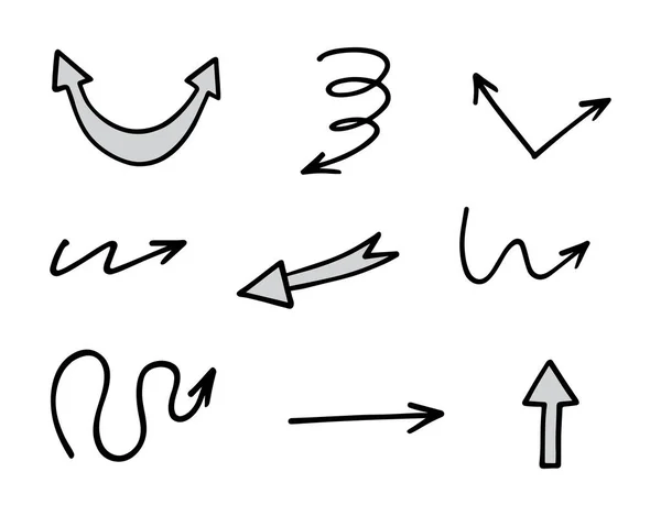 Vectorset Van Met Hand Getrokken Pijlen Elementen Voor Presentatie — Stockvector