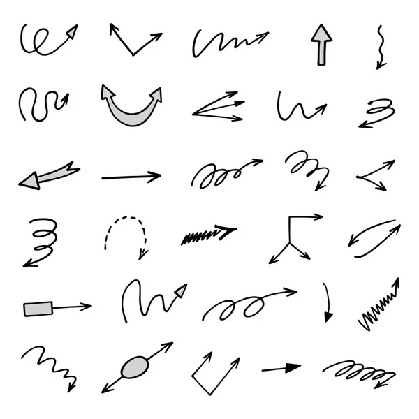 Vector Set Hand Drawn Arrows Elements Presentation — Vector de stock