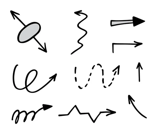 Vectorset Van Met Hand Getrokken Pijlen Elementen Voor Presentatie — Stockvector