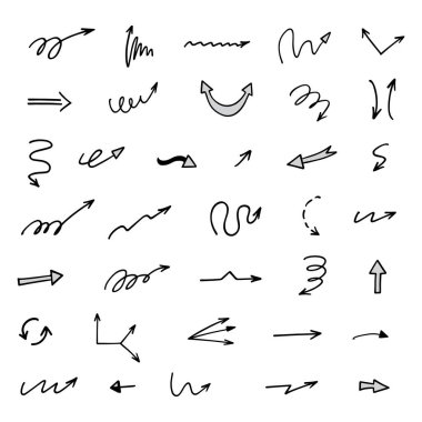 El çizilmiş ok vektör kümesi, sunum için elementler