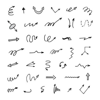 El çizilmiş ok vektör kümesi, sunum için elementler