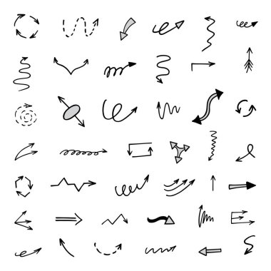 El çizilmiş ok vektör kümesi, sunum için elementler