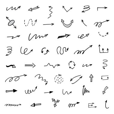 El çizilmiş ok vektör kümesi, sunum için elementler