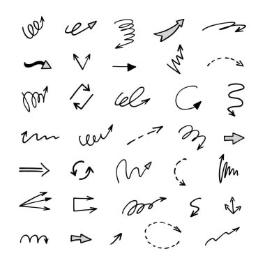 El çizilmiş ok vektör kümesi, sunum için elementler