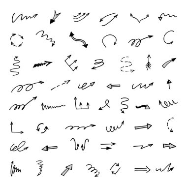 El çizilmiş ok vektör kümesi, sunum için elementler