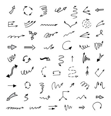 El çizilmiş ok vektör kümesi, sunum için elementler