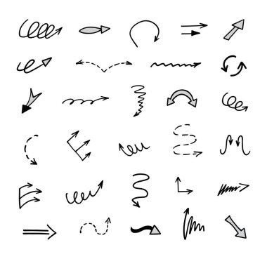 El çizilmiş ok vektör kümesi, sunum için elementler