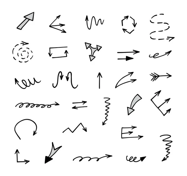 Vector Set Hand Drawn Arrows Elements Presentation — Archivo Imágenes Vectoriales