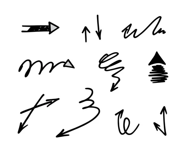 Vektor Set Von Handgezeichneten Pfeilen Elemente Für Die Präsentation — Stockvektor