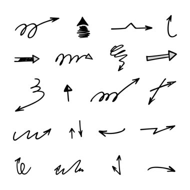 El çizilmiş ok vektör kümesi, sunum için elementler