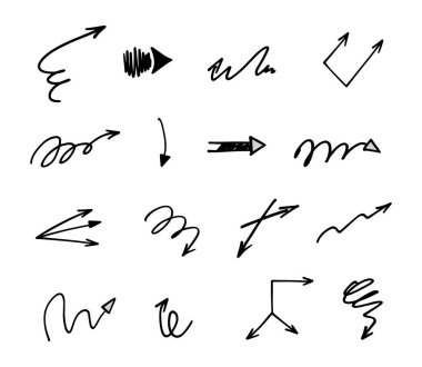 El çizilmiş ok vektör kümesi, sunum için elementler