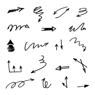 El çizilmiş ok vektör kümesi, sunum için elementler