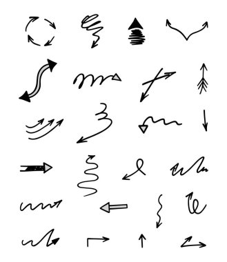 El çizilmiş ok vektör kümesi, sunum için elementler