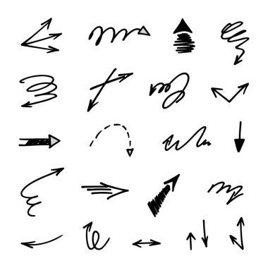 El çizilmiş ok vektör kümesi, sunum için elementler