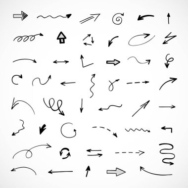 El çizilmiş ok vektör kümesi, sunum için elementler