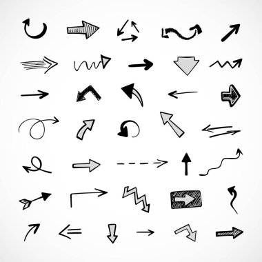 El çizilmiş ok vektör kümesi, sunum için elementler