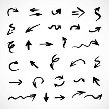 El çizilmiş ok vektör kümesi, sunum için elementler