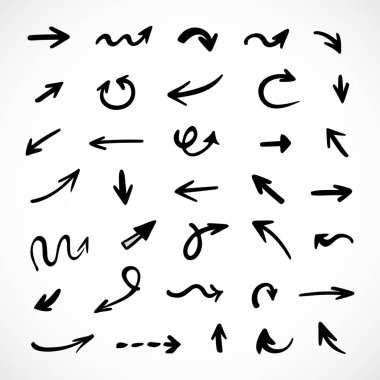 El çizilmiş ok vektör kümesi, sunum için elementler