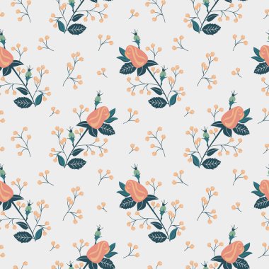 Çiçek arkaplanlı kusursuz doku, çiçeklerin klasik deseni, duvar kağıdı.