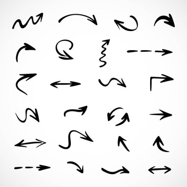 El çizilmiş ok vektör kümesi, sunum için elementler