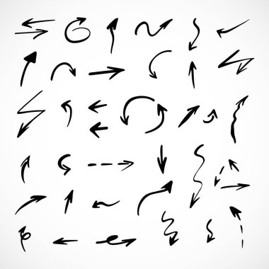 El çizilmiş ok vektör kümesi, sunum için elementler