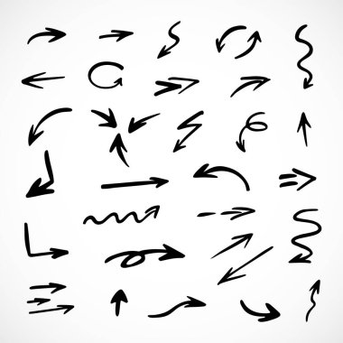 El çizilmiş ok vektör kümesi, sunum için elementler