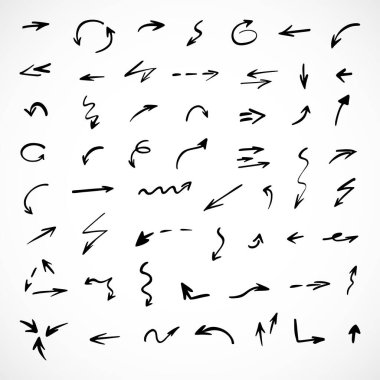 El çizilmiş ok vektör kümesi, sunum için elementler