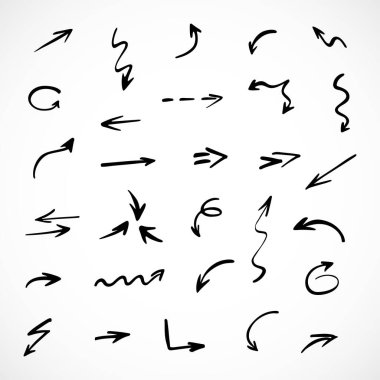 El çizilmiş ok vektör kümesi, sunum için elementler